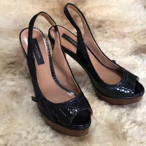 Ann Taylor Black Simone Slingback Platforms